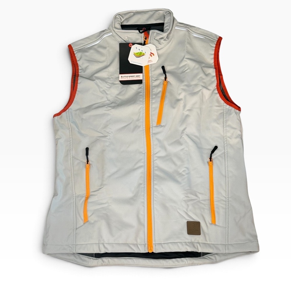 Little Donkey Andy Softshell Vest Women XL Gray Orange NWT Hiking Golf Thermal